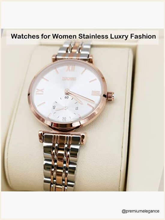 Women Stainless Steel Analog Quartz Wrist Watch 32mm Gold Silver Dress main image 7